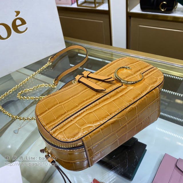 Chloe女包 克洛伊經典C Bag鱷魚壓紋鏈條相機包 Chole手提肩背斜挎包  jjh1227